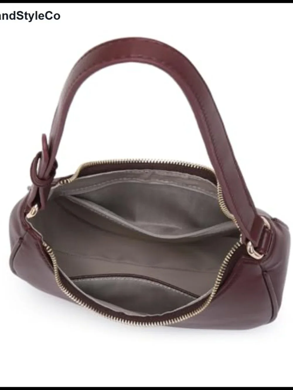 PU Leather Crescent Hobo Shoulder Bag Mini Clutch Purse Zipper Closure